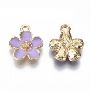 Enamel Purple Flower Charms - Riverside Beads