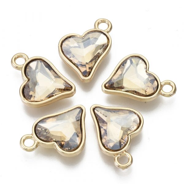 Gold Crystal Heart Charm - Riverside Beads