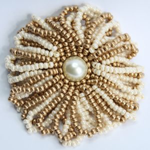 Gold Frilly Flower Brooch - Riverside Beads