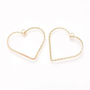Large Gold Heart Charms - Riverside Beads