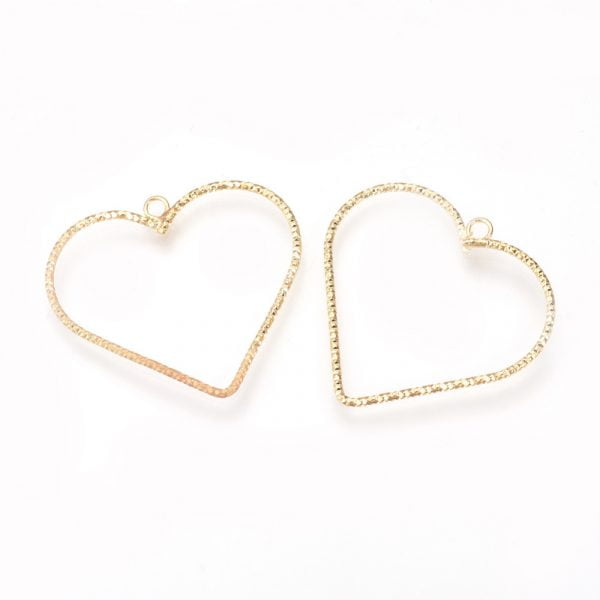 Large Gold Heart Charms - Riverside Beads