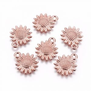 Rose Gold Sunflower Charms - Riverside Beads