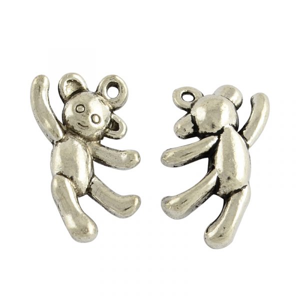 Silver Teddy Charms - Riverside Beads