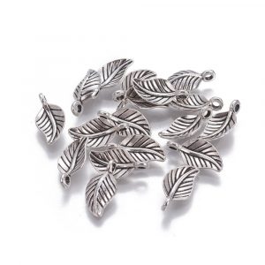 Small Silver Leaf Charms - Riverside Beads