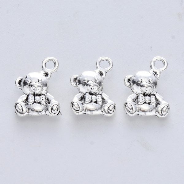 Small Silver Teddy Charms - Riverside Beads