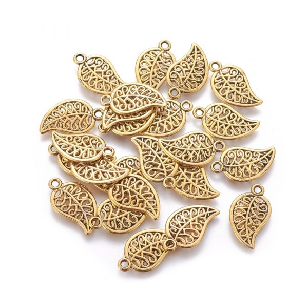Swirled Gold Leaf Charms - Riverside Beads