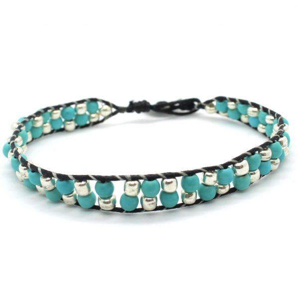 Turquoise Cotton Cord Bracelet - Riverside Beads