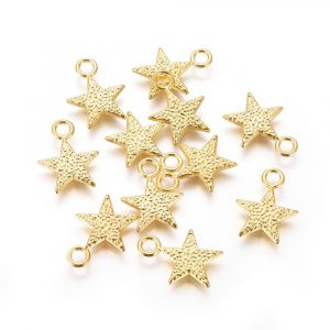 Textured Gold Star Charms - Riverside Beads