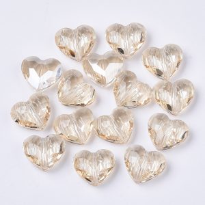 Glass Faceted Heart Beads - Gold - Beads - Riverside Beads