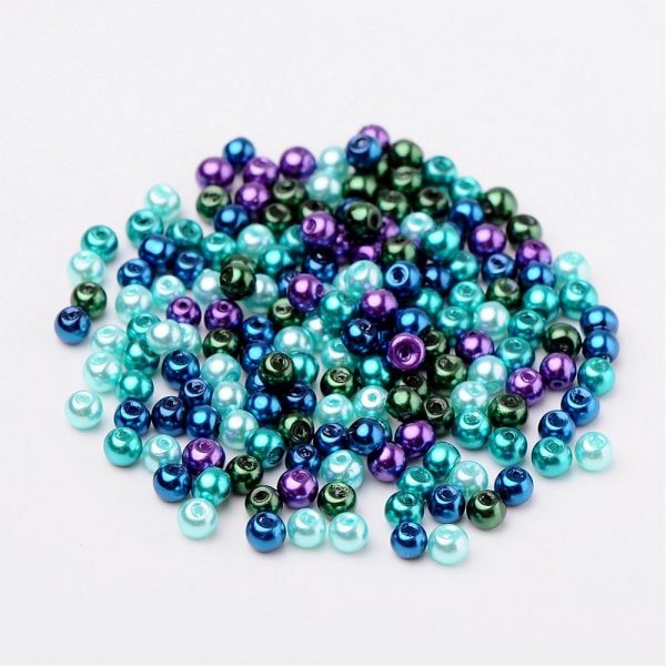 4mm Mixed Glass Pearls - Peacock - Riverside Beads