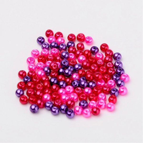 4mm Mixed Glass Pearls - Valentines Mix - Riverside Beads