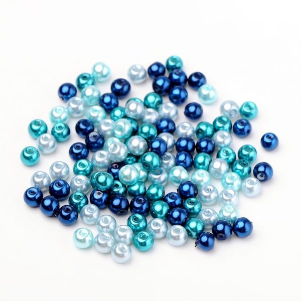 6mm Mixed Glass Pearls - Caribbean Blue - Riverside Beads