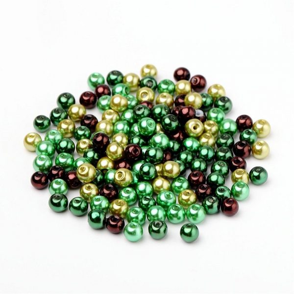 6mm Mixed Glass Pearls - Mint Chocolate - Riverside Beads