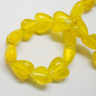 Silver Lined Glass Heart Bead - Yellow - Riverside Beads