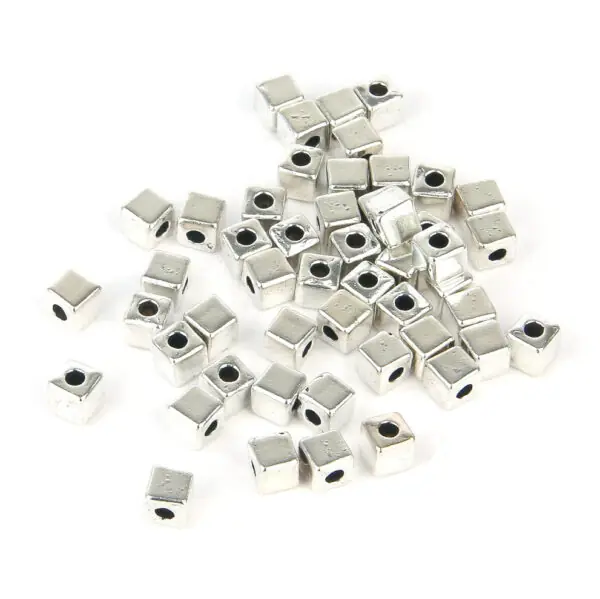 Silver Cube Spacer Bead - Riverside Beads