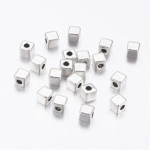 Silver Cube Spacer Bead - Riverside Beads
