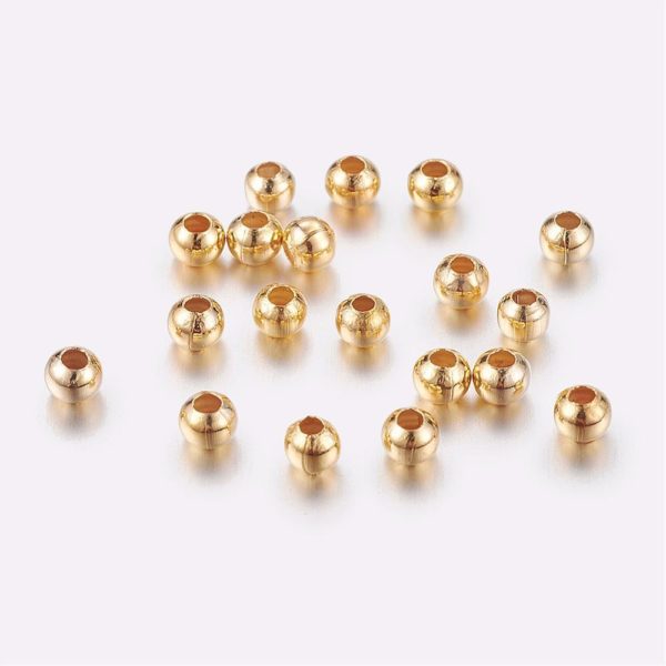 3mm Round Spacer Beads Gold - Riverside Beads