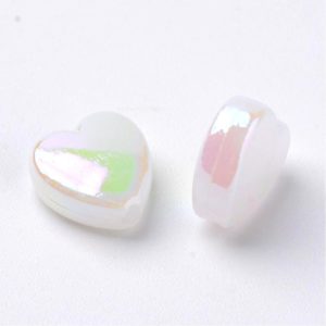 Acrylic White AB Heart Bead - Riverside Beads