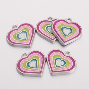 Enamel Rainbow Heart Charms - Riverside Beads