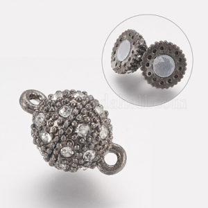 10mm Magnetic Diamante Clasp - Gunmetal - Riverside Beads