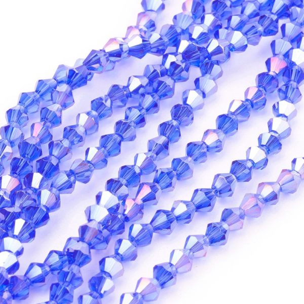 Crystal Bicone Bead - Sapphire Blue AB - Riverside Beads