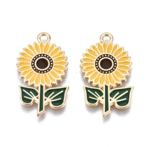 Enamel Yellow Sunflower Charm - Riverside Beads