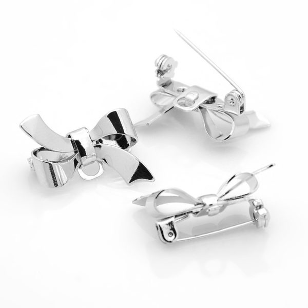 Silver Bow Brooch Pins - Riverside Beads