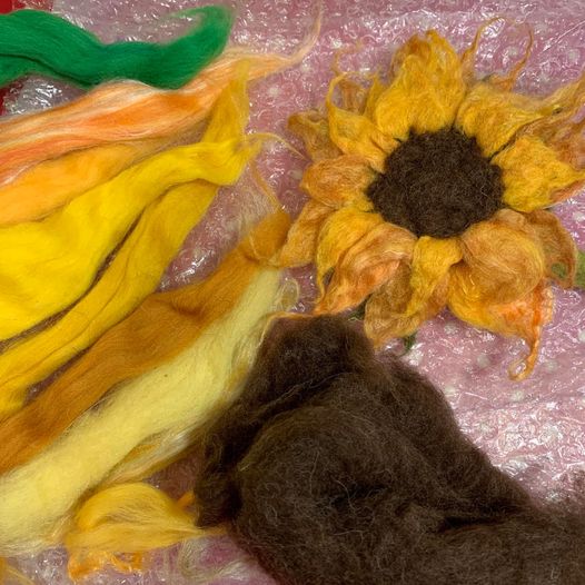 Wet Felted Sunflower