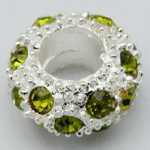 Diamante Large Holed Bead - Green - Riverside Beads