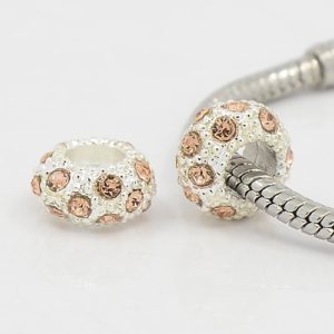 Diamante Large Beads - Peach - Riverside Beads