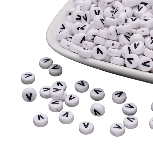 Acrylic Alphabet Bead - V - Riverside Beads