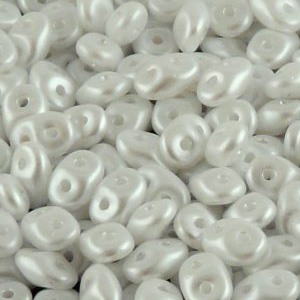 Czech SuperDuos - Pastel Alabaster White - Riverside Beads