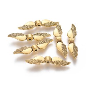 Large Feathered Angel Wing - Gold - Riverside Beads