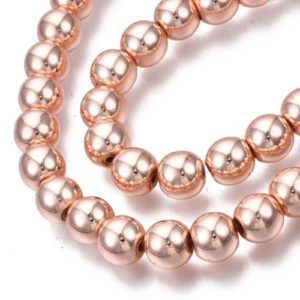 Hematite Round Beads - Rose Gold - Riverside Beads