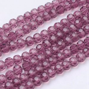 Faceted Glass Crystal Round Beads - Amethyst - Riverside Beads