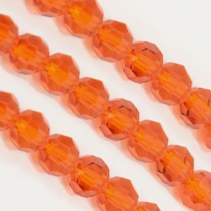 Faceted Glass Crystal Round Beads - Orange - Riverside Beads