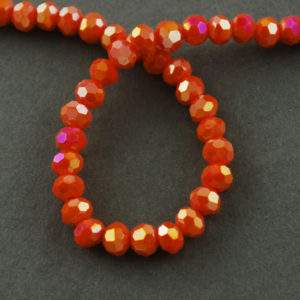 Faceted Glass Crystal Round Beads - Orange AB - Riverside Beads