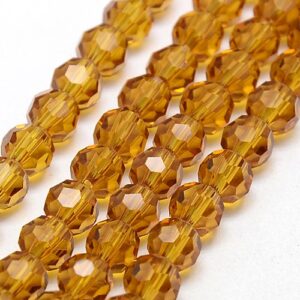 Faceted Glass Crystal Round Beads - Gold
