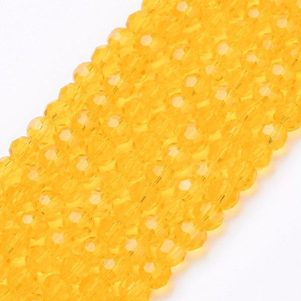 Faceted Glass Crystal Round Beads - Yellow - Riverside Beads