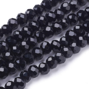 Faceted Glass Crystal Round Beads - Black - Riverside Beads