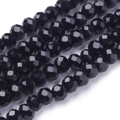 Faceted Crystal Round Beads - Black - Riverside Beads