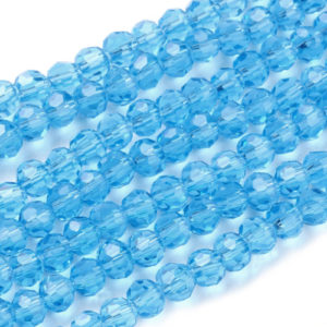 Faceted Glass Crystal Round Beads - Blue - Riverside
