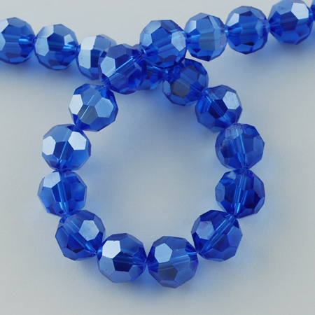 Faceted Glass Crystal Round Beads - Dark Blue - Riverside Beads