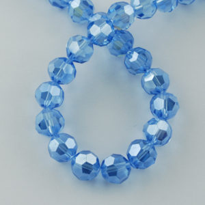 Faceted Glass Crystal Round Beads - Blue AB - Riverside Beads