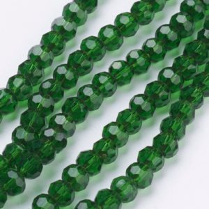 Faceted Glass Crystal Round Beads - Green - Riverside Beads