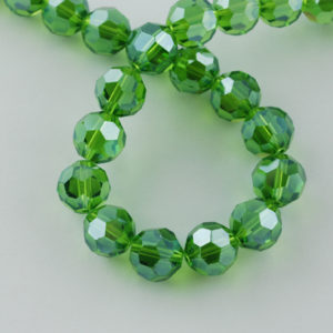 Faceted Glass Crystal Round Beads - Green AB - Riverside Beads