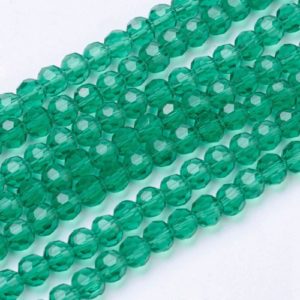 Faceted Glass Crystal Round Beads - Teal - Riverside Beads
