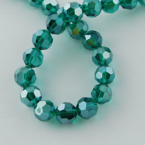 Faceted Glass Crystal Round Beads - Teal AB - Riverside Beads