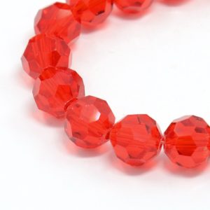 Faceted Glass Crystal Round Beads - Red - Riverside Beads