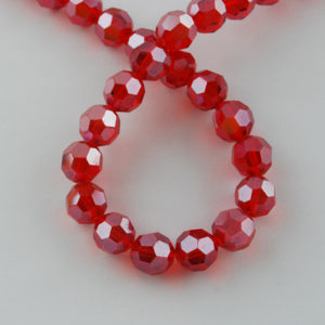 Faceted Glass Crystal Round Beads - Red AB - Riverside Beads